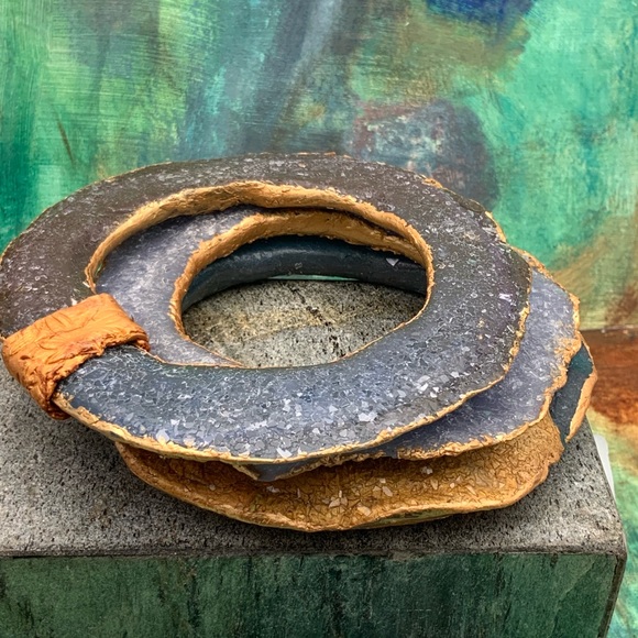 Sold Matana artisan sparkly statement bangles - Picture 6 of 7